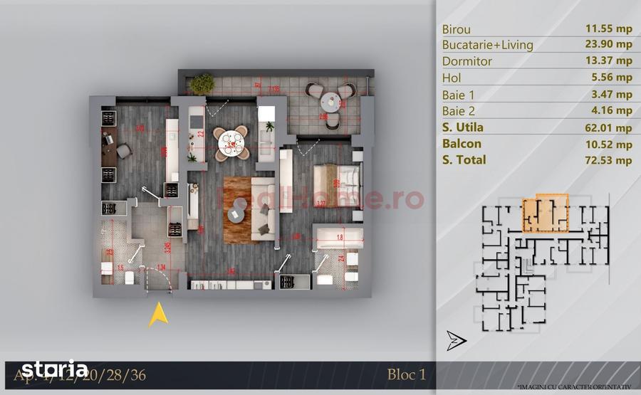 Apartament cu 3 camere în Theodor Pallady