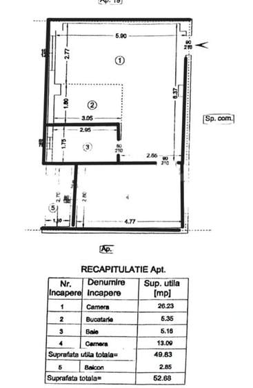 Apartament cu 2 camere în Holboca