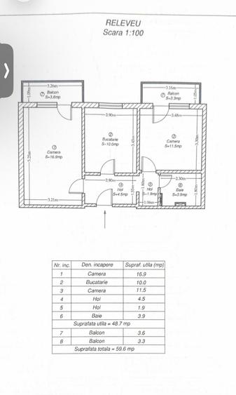 Apartament cu 2 camere decomandat în Soarelui