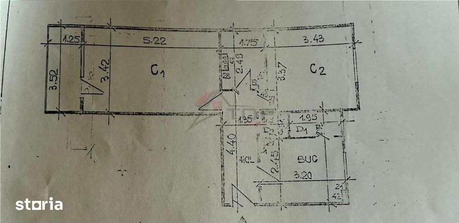 Apartament cu doua camere decomandat, etajul 1- Arcu - Gara - 1