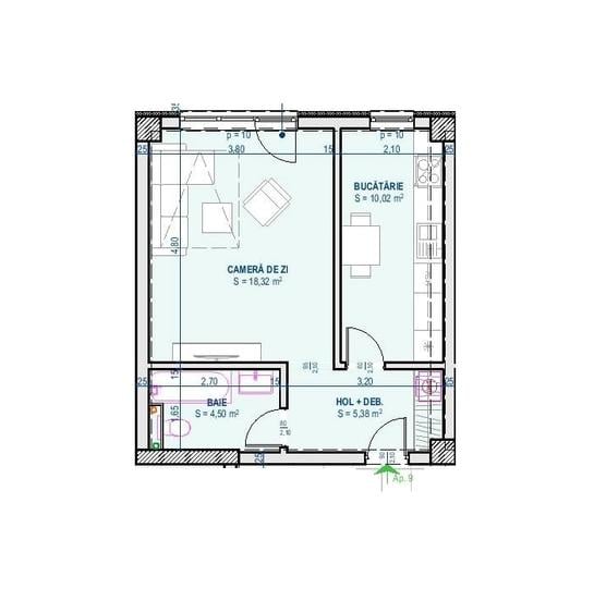 Apartament cu 2 camere decomandat în Central