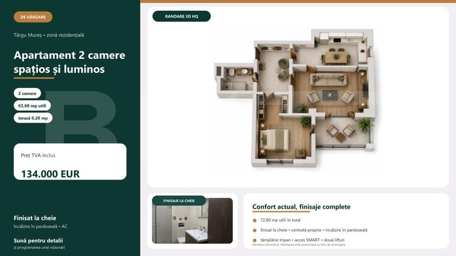 Apartament cu 2 camere decomandat în Livezeni