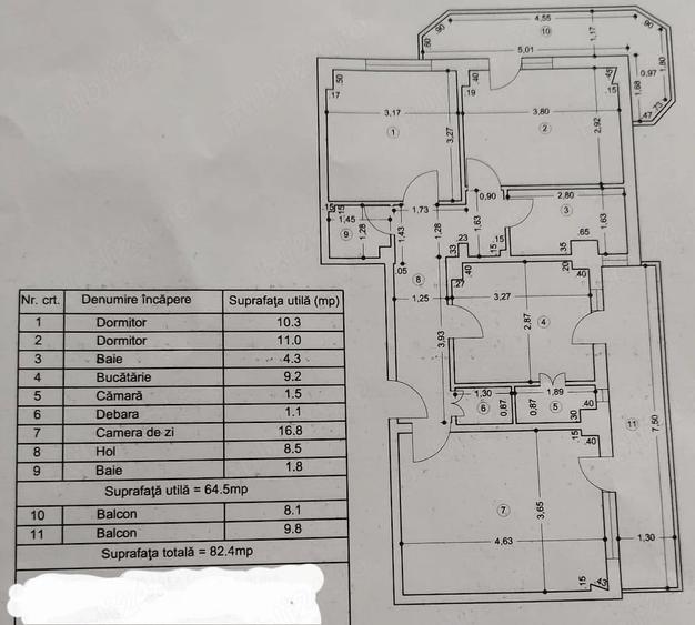 Apartament cu 3 camere decomandat în Central