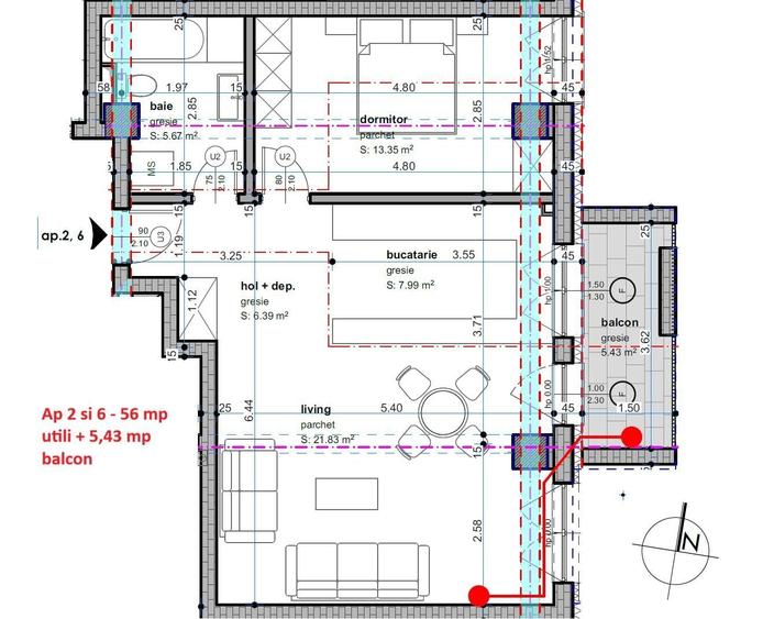 Apartament cu 4 camere decomandat în Șagului