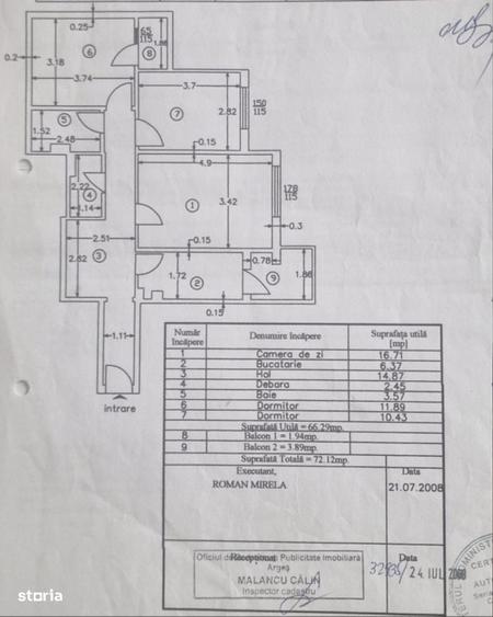 Apartament cu 3 camere decomandat în Găvana