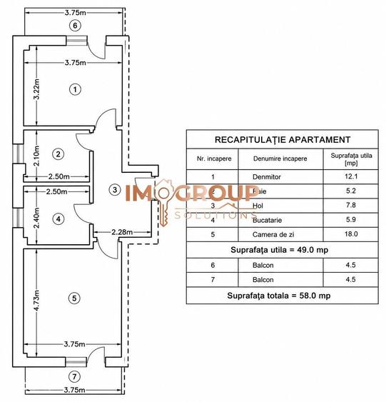 Apartament cu 2 camere în Rediu