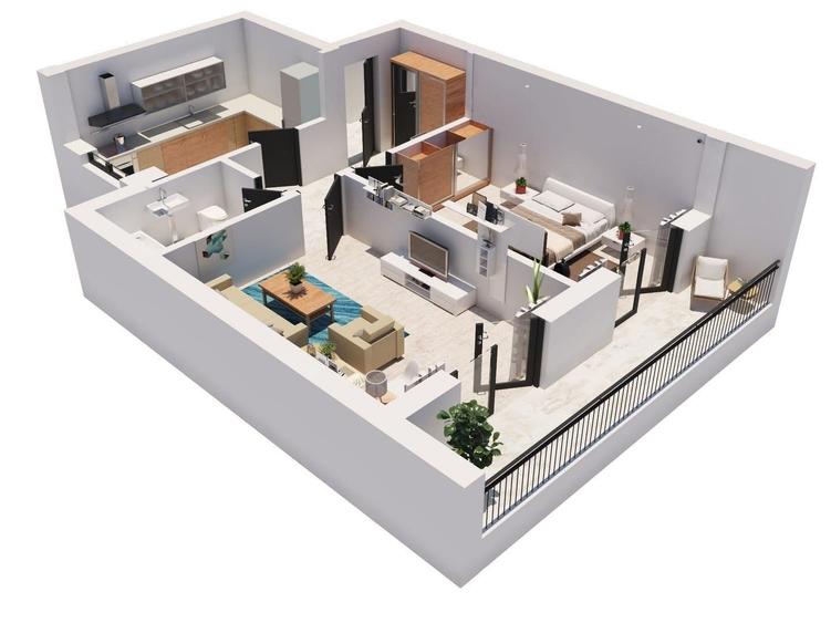 Apartament cu 2 camere decomandat, mobilat în Kamsas