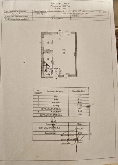 Casă cu 2 camere cu Teren 250 Mp în Vidra