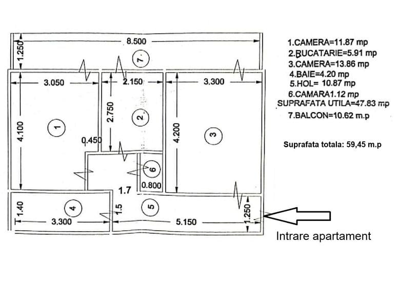 Apartament cu 2 camere în Micro 14