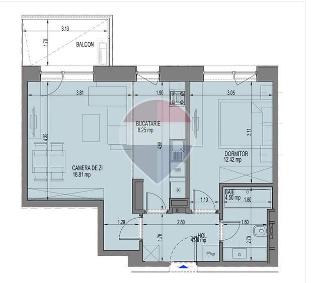 Apartament cu 2 camere decomandat în Pipera