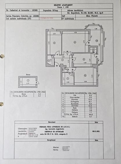 Apartament cu 3 camere decomandat în Republicii