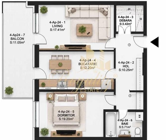 Apartament cu 2 camere decomandat în Blașcovici
