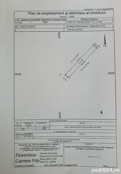 Teren de 2500 mp, în Poșta