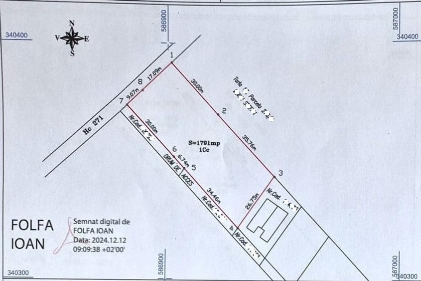 Teren Construcții intravilan de 2078 mp, în Est