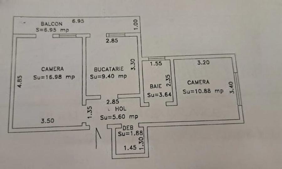 Apartament cu 2 camere decomandat, mobilat în Plantelor
