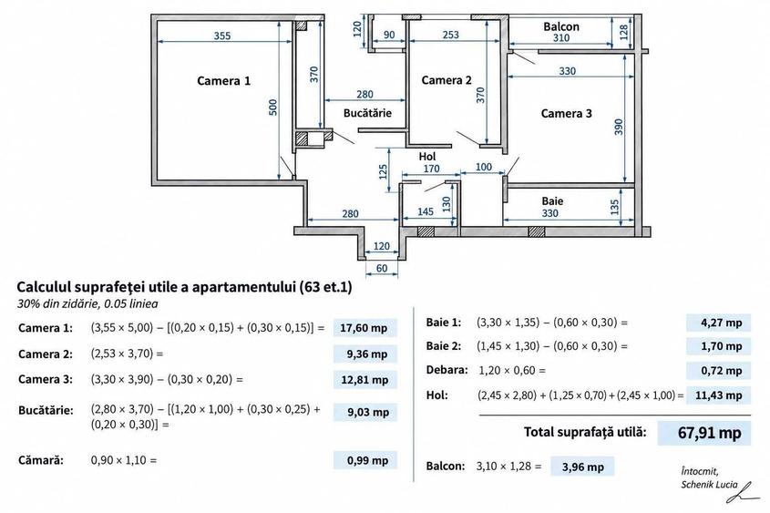 Apartament cu 3 camere decomandat în Central