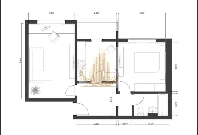 Apartament cu 2 camere decomandat, mobilat în Aradului