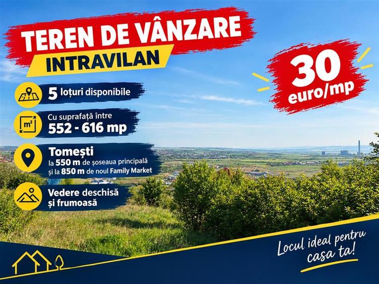 Teren intravilan de 602 mp, în Tomești