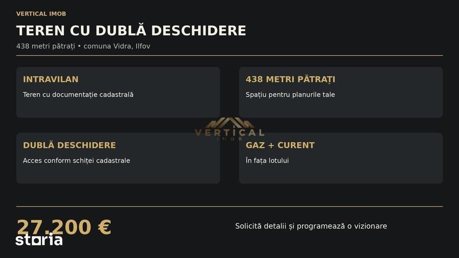Teren de 438 mp, în Vidra