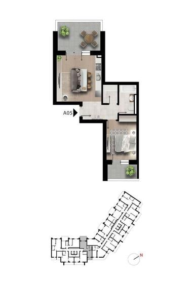 Apartament cu 2 camere în Păcii