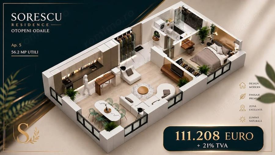 Apartament cu 2 camere decomandat în Central