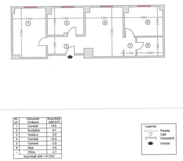 Apartament cu 3 camere decomandat în Gara de Nord
