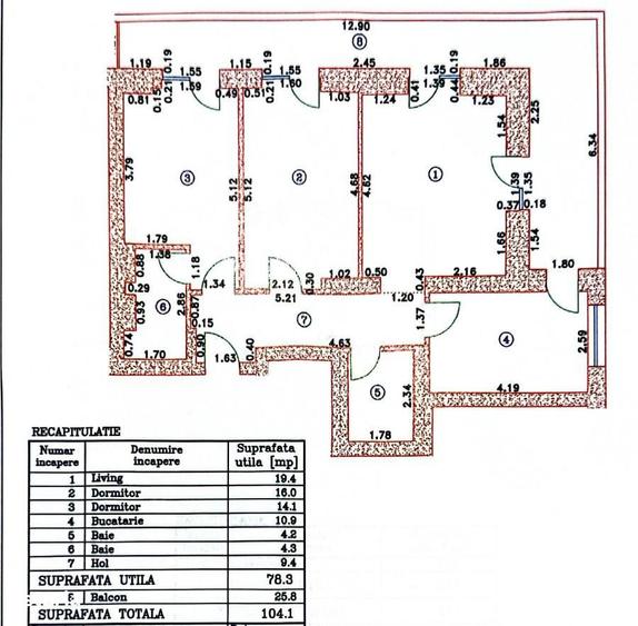 Apartament cu 3 camere decomandat, mobilat în Central