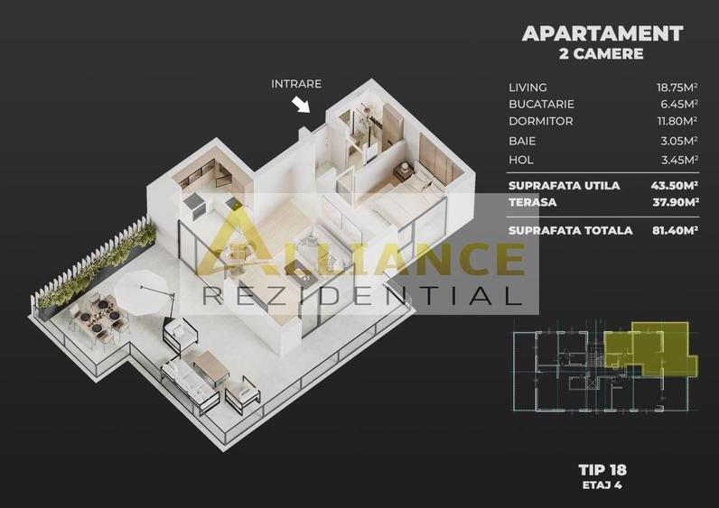 Apartament cu 2 camere decomandat în Berceni