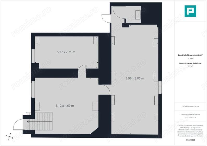 Apartament cu 3 camere semidecomandat în Central