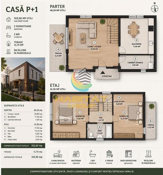 Duplex cu 3 camere cu Canalizare în Central