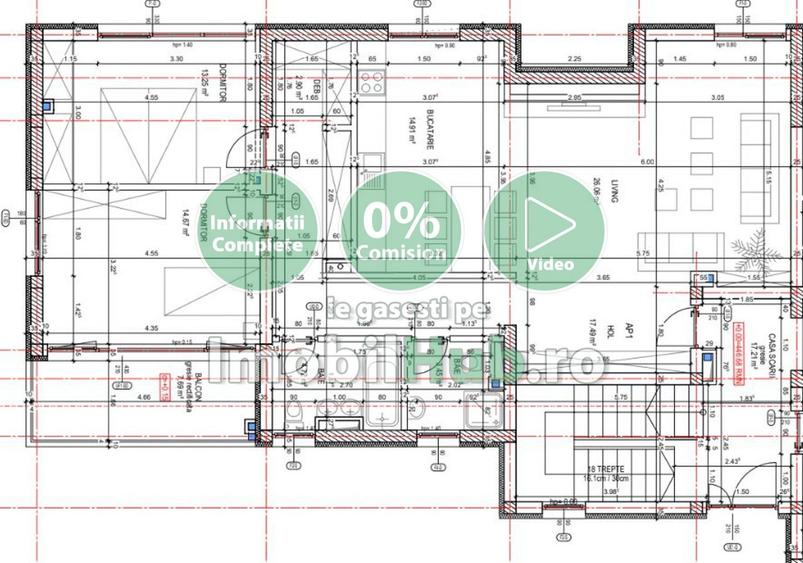 Apartament cu 3 camere semidecomandat în Bună Ziua