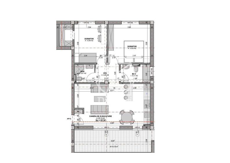 Apartament cu 3 camere în Cristian