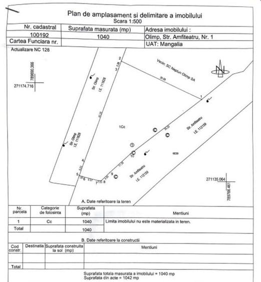 Teren Construcții intravilan de 1042 mp, în Central