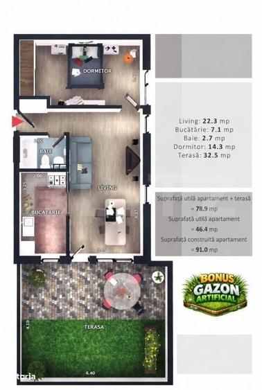 Apartament cu 2 camere decomandat în Florești — fotografia 1