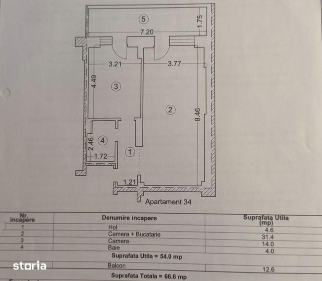 Apartament cu 2 camere în Central