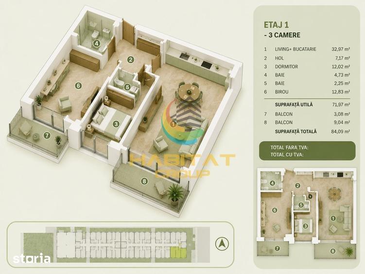 Vanzare Apartament 3 camere 84 mp - Pope?ti Leordeni 5 min Metrou Berc - 1