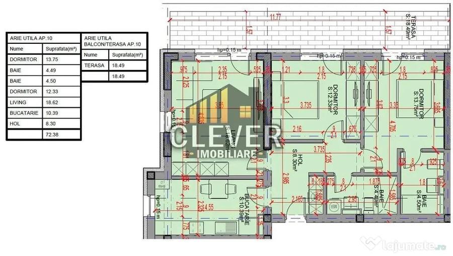Apartament cu 3 camere decomandat în Titan