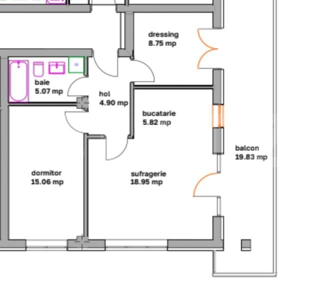 Apartament cu 2 camere decomandat în Ghimbav