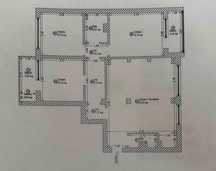 Apartament cu 4 camere decomandat în Central
