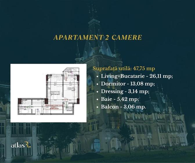 Apartament cu 2 camere decomandat în Copou