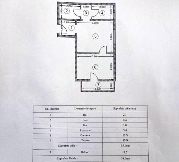 Apartament cu 2 camere în Tătărași