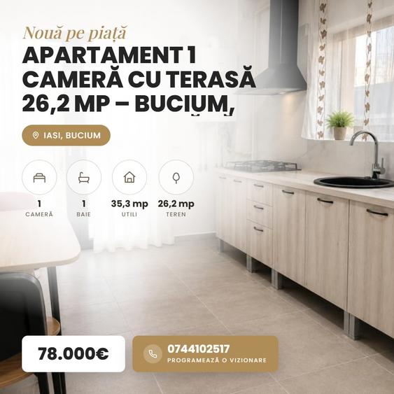 Garsonieră semidecomandată, mobilată în Bucium