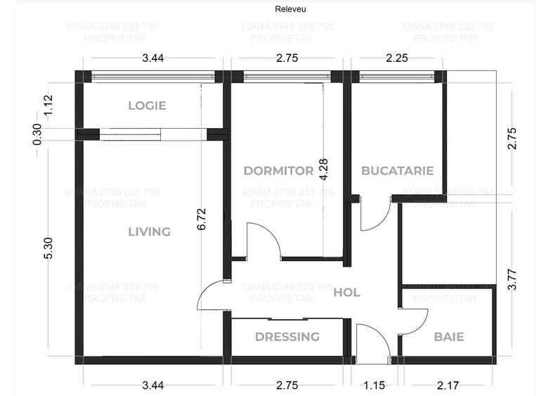 Apartament cu 2 camere în Tei