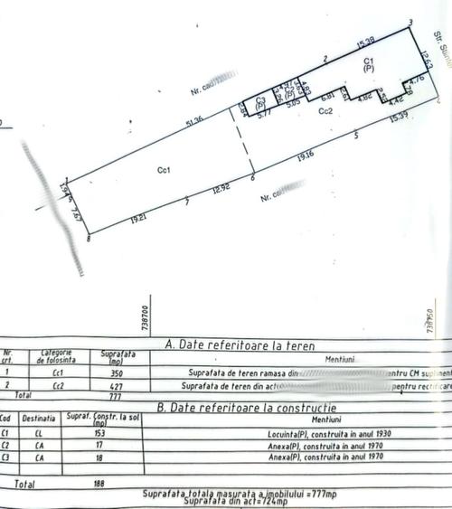 Casă cu 3 camere cu Canalizare în Central