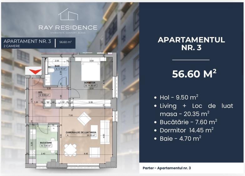Apartament cu 2 camere decomandat în Cornitoiu