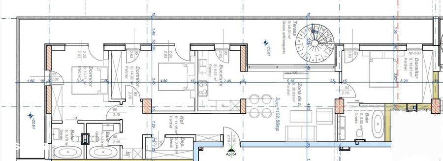 Apartament cu 4 camere, semidecomandat, 102 mp utili, zona Aradului