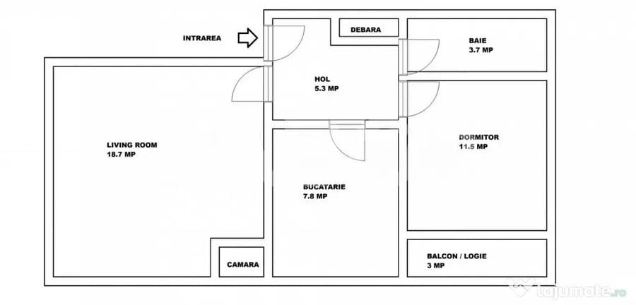 Apartament cu 2 camere decomandat în Ștrand