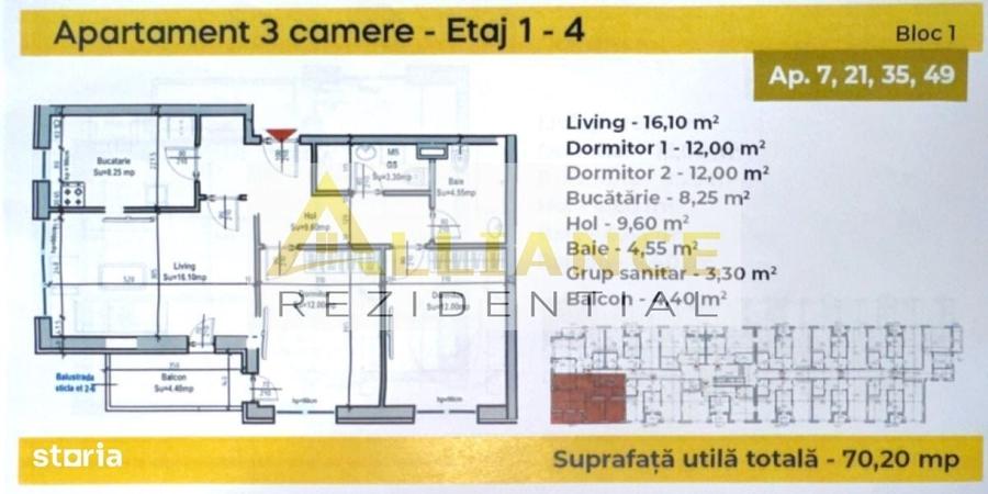 SECTOR 4 | Apartament cu 3 camere - 2 bai - decomandat | 71 MP - 7