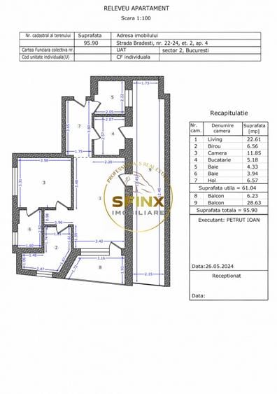Apartament cu 3 camere semidecomandat în Ștefan cel Mare
