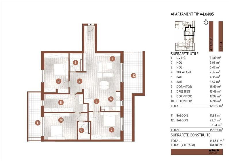 Apartament cu 4 camere decomandat în Barbu Văcărescu